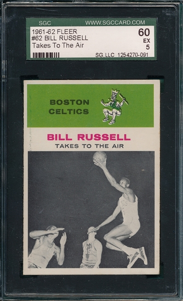 1961 Fleer Basketball #62 Bill Russell, IA, SGC 60