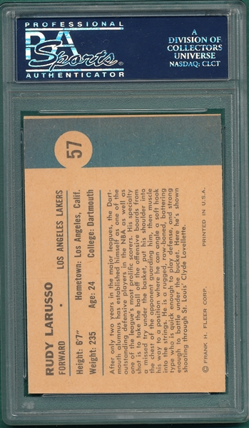 1961 Fleer Basketball #57 Rudy LaRusso, IA, PSA 8