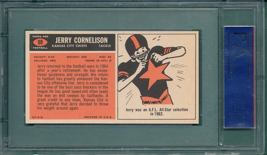 1965 Topps Football #98 Jerry Cornelison PSA 8