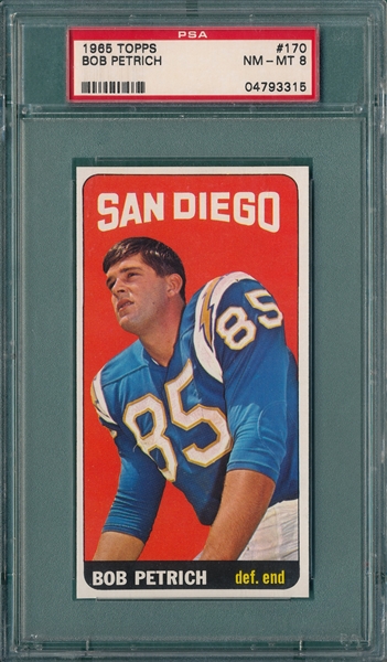 1965 Topps Football #170 Bob Petrich PSA 8