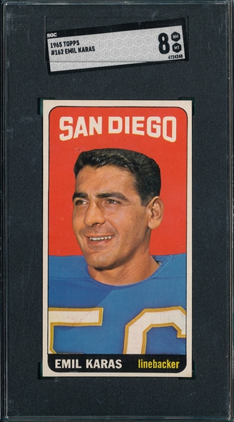 1965 Topps Football #162 Emil Karas SGC 8 8