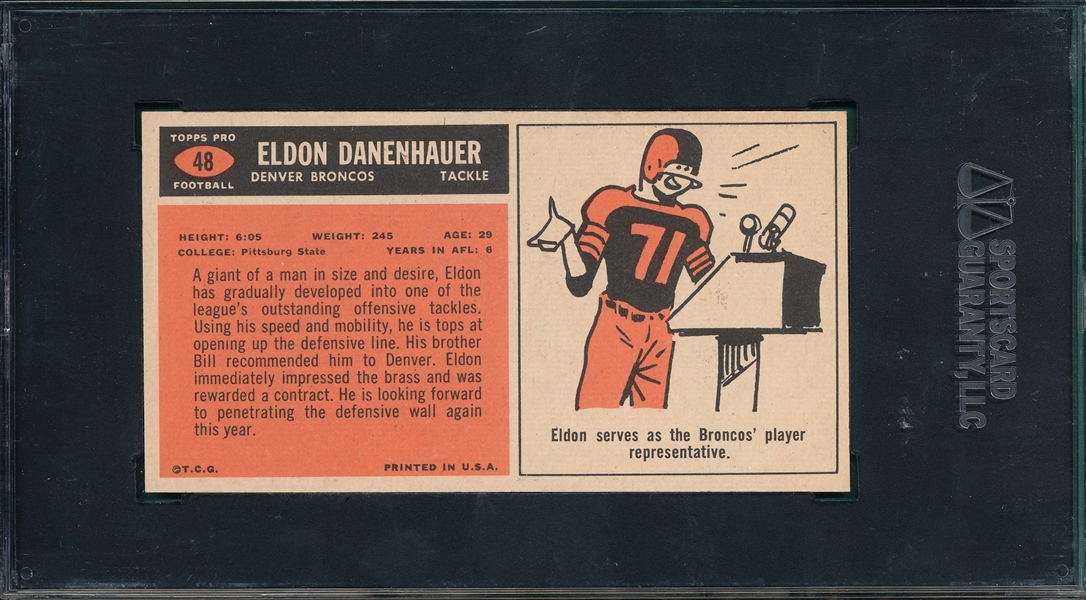 1965 Topps Football #48 Eldon Danenhauer SGC 88