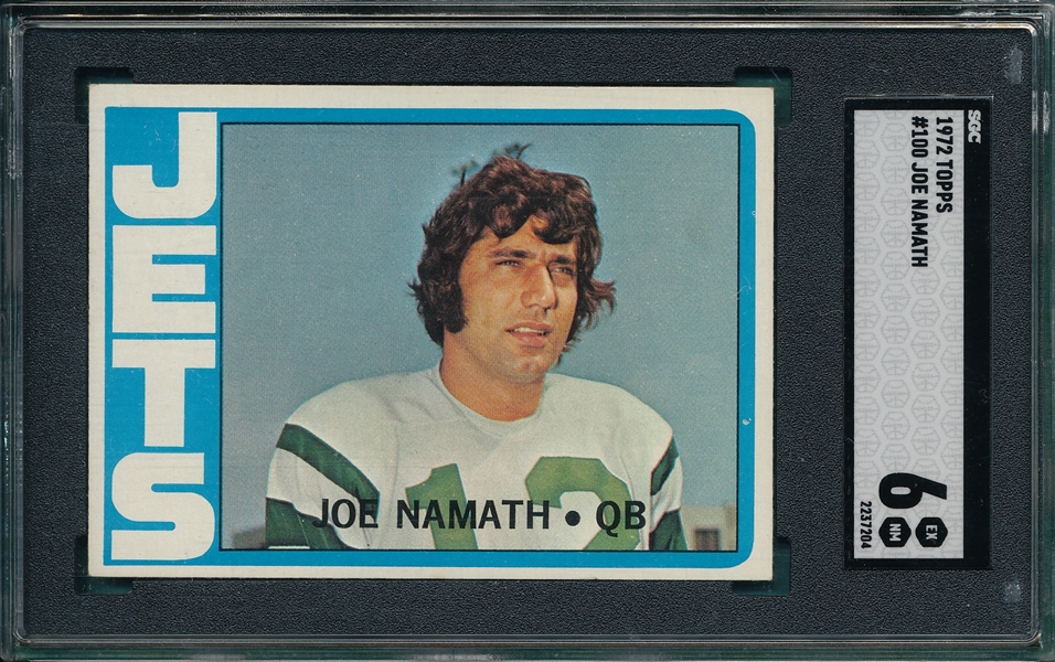 1972 Topps Football #100 Joe Namath SGC 6