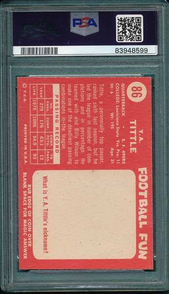 1958 Topps Football #86 Y. A. Tittle PSA 8