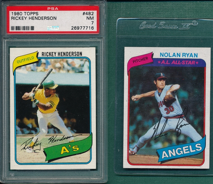 1980 Topps Complete Set (726) W/ Box & Rickey Henderson, Rookie, PSA 7