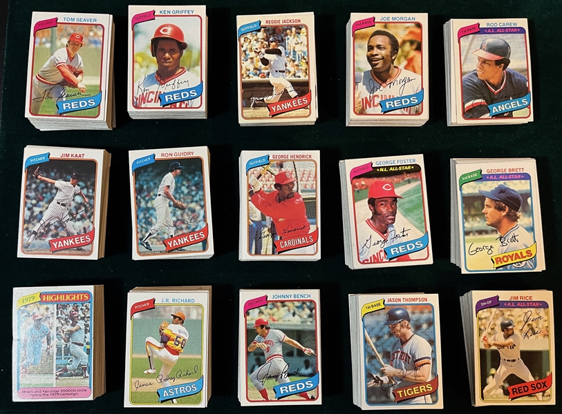 1980 Topps Complete Set (726) W/ Box & Rickey Henderson, Rookie, PSA 7