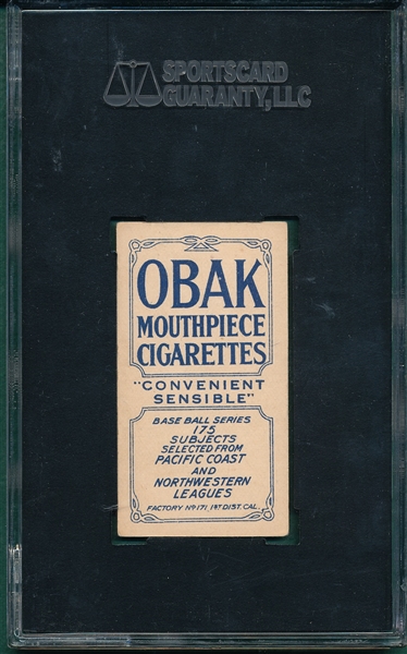 1910 T212-2 Davis Obak Cigarettes SGC 60