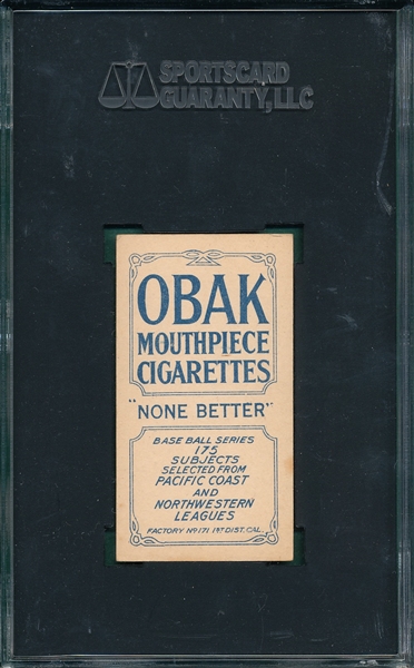 1910 T212-2 Baker Obak Cigarettes SGC 60