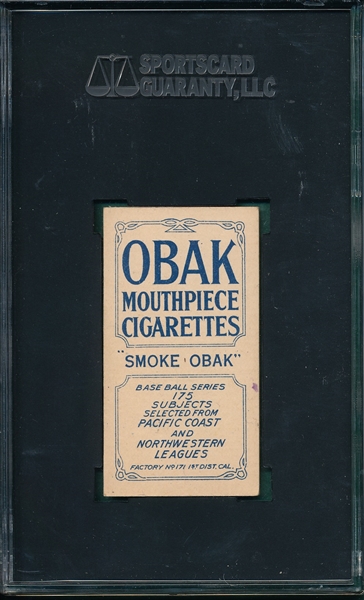 1910 T212-2 Wares Obak Cigarettes SGC 60