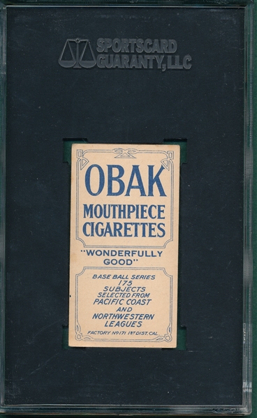 1910 T212-2 Brashear Obak Cigarettes SGC 60