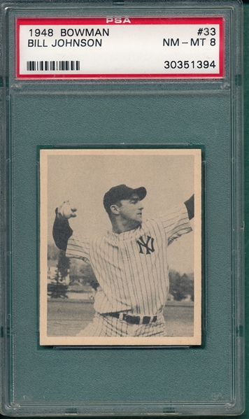 1948 Bowman #33 Bill Johnson PSA 8