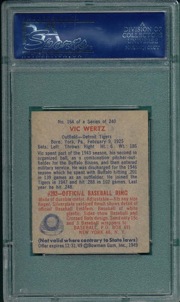 1949 Bowman #164 Vic Wertz PSA 7