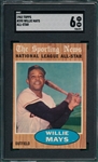 1962 Topps #395 Willie Mays, AS, SGC 6