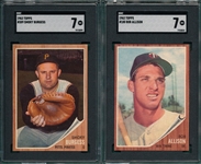 1962 Topps #180 Allison & #389 Burgess, Lot of (2) SGC 7