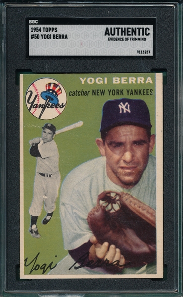 1954 Topps #50 Yogi Berra SGC Authentic