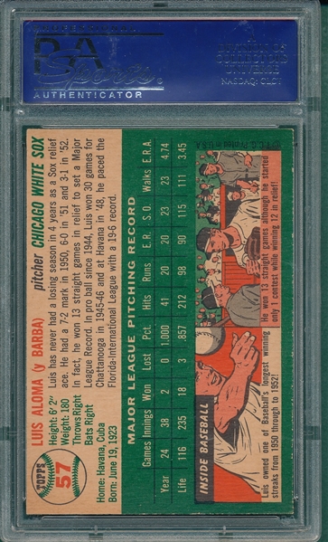 1954 Topps #57 Luis Aloma PSA 7