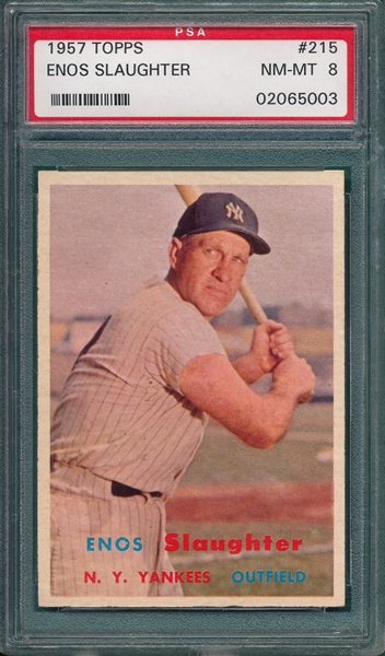 1957 Topps #215 Enos Slaughter PSA 8