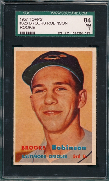 1957 Topps #328 Brooks Robinson SGC 84 *Rookie*