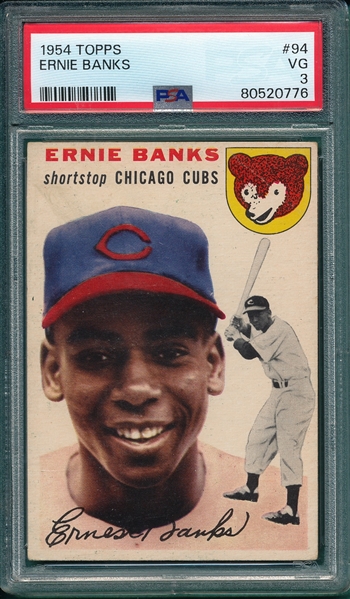 1954 Topps #94 Ernie Banks PSA 3 *Rookie*