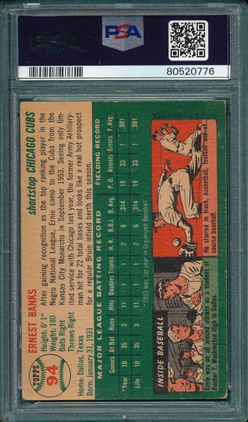 1954 Topps #94 Ernie Banks PSA 3 *Rookie*