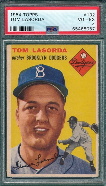 1954 Topps #132 Tom Lasorda PSA 4 *Rookie*