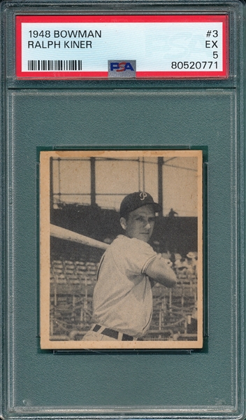 1948 Bowman #3 Ralph Kiner PSA 5 *Rookie*