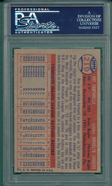 1957 Topps #210 Roy Campanella PSA 8