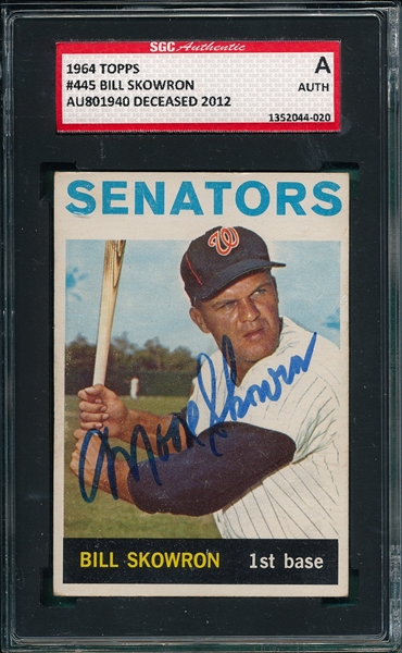 1964 Topps #445 Bill Skowron, Signed, SGC Authentic