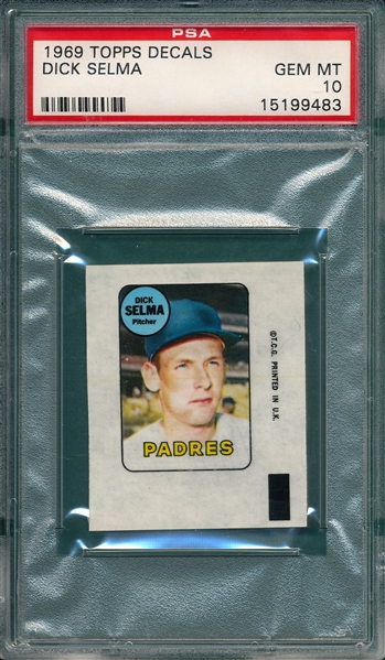 1969 Topps Decal Dick Selma PSA 10