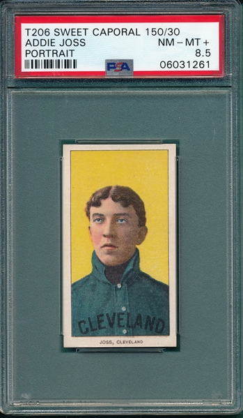 1909-1911 T206 Addie Joss, Portrait, Sweet Caporal Cigarettes PSA 8.5