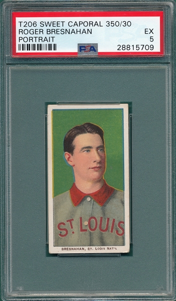 1909-1911 T206 Bresnahan, Portrait, Sweet Caporal Cigarettes PSA 5