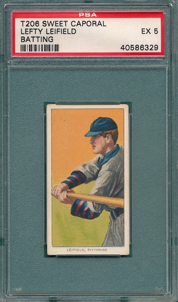 1909-1911 T206 Leifield, Batting, Sweet Caporal Cigarettes PSA 5