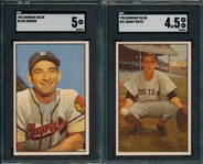 1953 Bowman Color #5 Gordon & #41 White, Lot of (2) SGC 