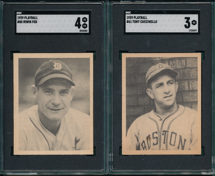 1939 Play Ball #62 Cuccinello & #80 Fox, Lot of (2) SGC