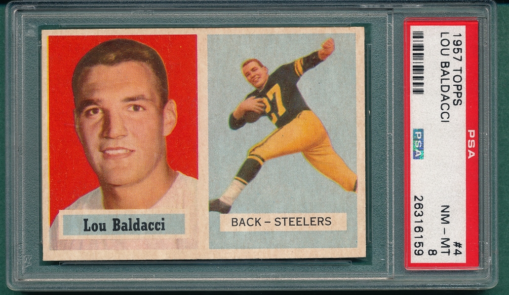 1957 Topps Football #4 Lou Baldacci PSA 8