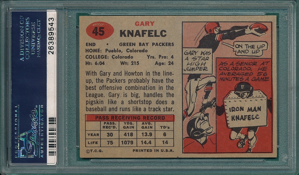 1957 Topps Football #45 Gary Knafelc PSA 8