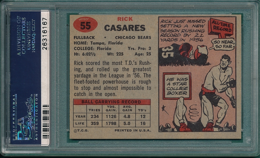 1957 Topps Football #55 Rick Casares PSA 8