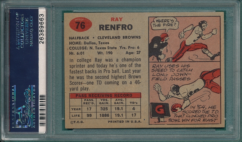 1957 Topps Football #76 Ray Renfro PSA 8