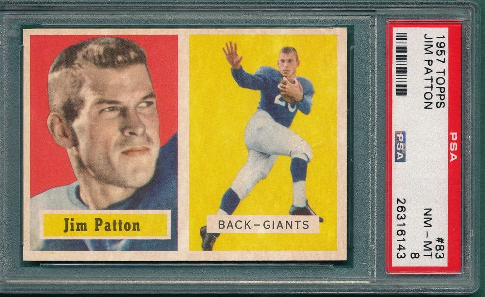 1957 Topps Football #83 Jim Patton PSA 8 