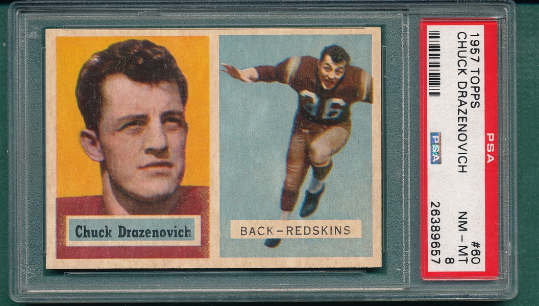 1957 Topps Football #60 Chuck Drazenovich PSA 8 