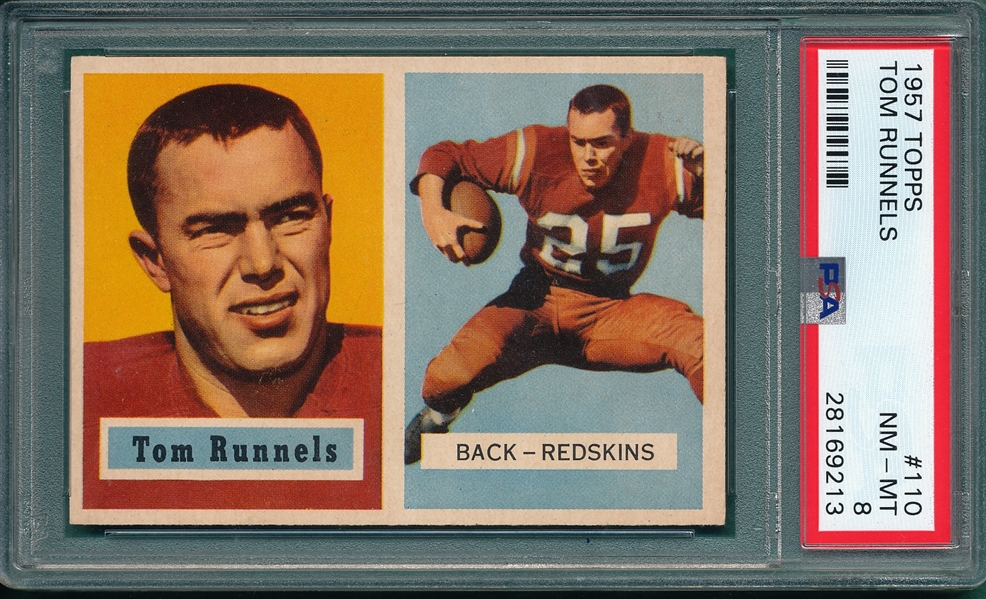 1957 Topps Football #110 Tom Runnels PSA 8 