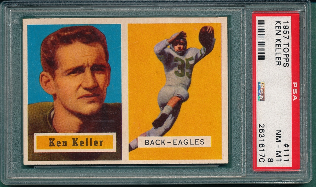 1957 Topps Football #111 Ken Keller PSA 8 