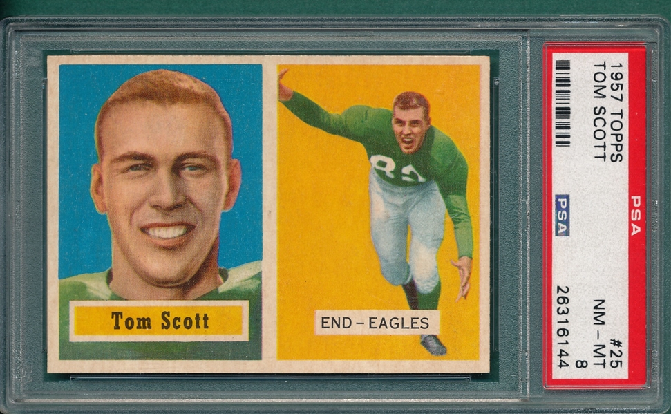 1957 Topps Football #25 Tom Scott PSA 8 