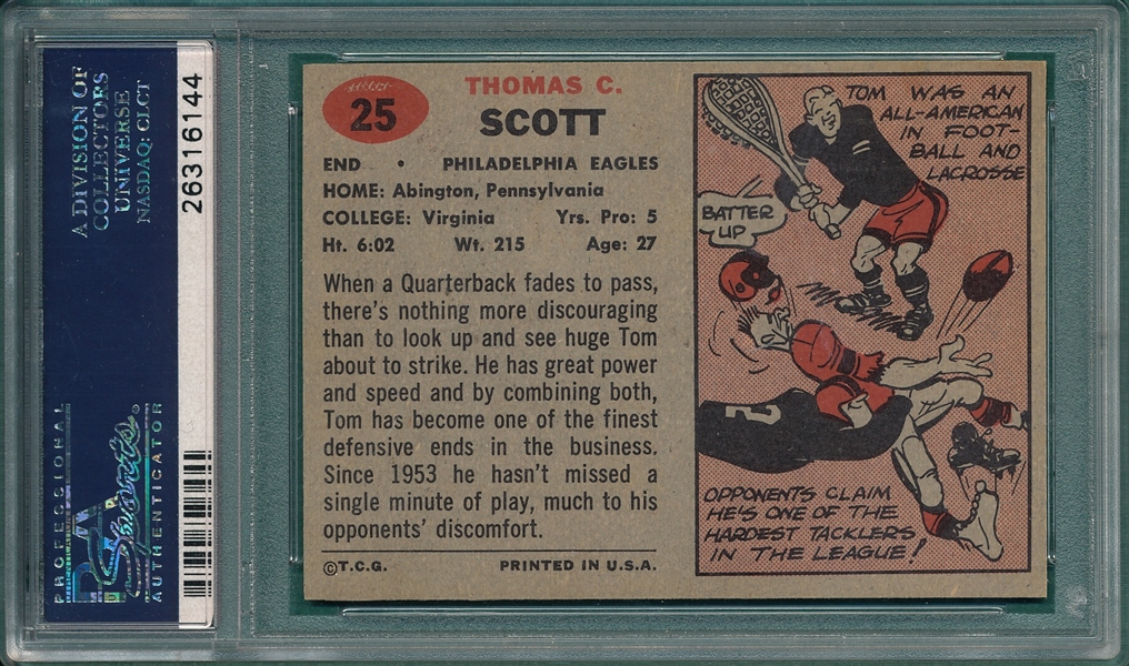 1957 Topps Football #25 Tom Scott PSA 8 