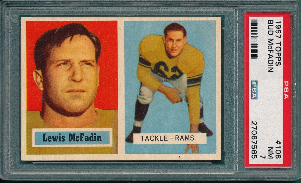 1957 Topps Football #108 Lewis McFadin PSA 7