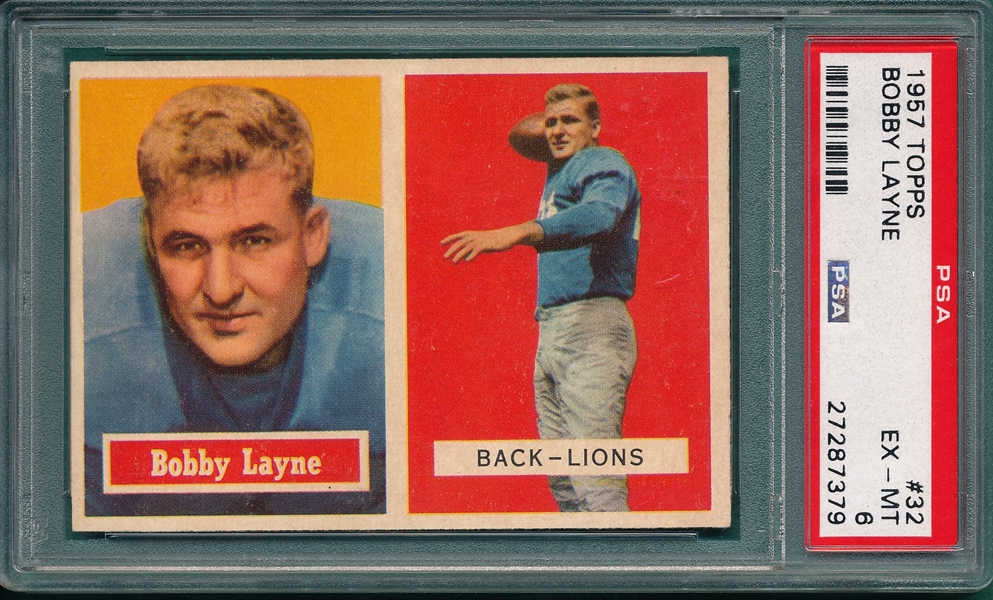 1957 Topps Football #32 Bobby Layne PSA 6