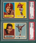 1957 Topps Football #050 Mann PSA 7 & #66 Arenas PSA 7.5, Lot of (2) PSA 