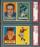 1957 Topps Football #077 Tasseff & #116 Moegle, Lot of (2) PSA 7