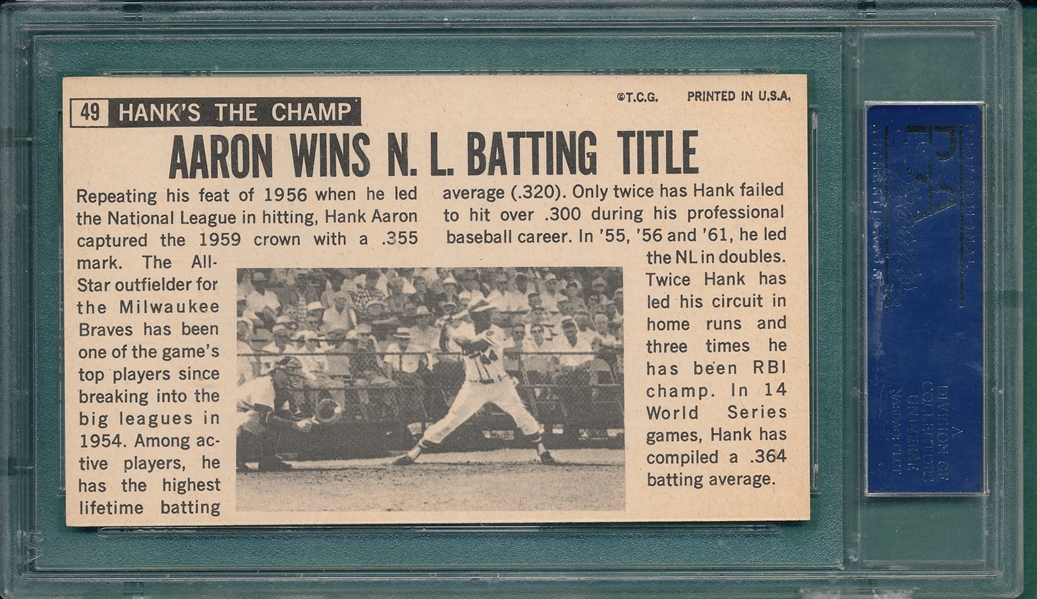 1964 Topps Giants #49 Hank Aaron PSA 8.5