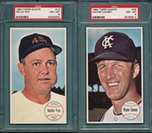 1964 Topps Giants #13 Fox & #45 Causey, SP, Lot of (2), PSA 8 